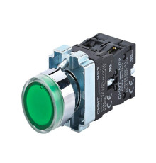 Кнопка управления NP2-BW3365 плоская 1НО+1НЗ AC/DC230В (LED) IP40 (R) зел. CHINT 574365