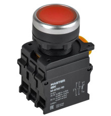 Кнопка d22мм 1НО+1НЗ MASTER с подсветкой красн. IEK MI-BT60-11D-3-12-K04