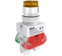 Выключатель кнопочный LED ABLFP ВК-22 d22мм 220В желт. DEKraft 25028DEK