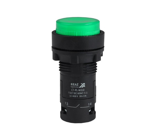 Кнопка с подсветкой OptiSignal Compact D22 С7-PL-M310 зел. 1НО 230В AC XB7NW33M1 КЭАЗ 362100