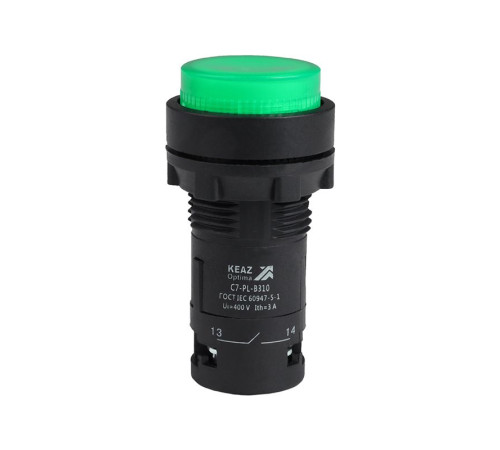 Кнопка с подсветкой OptiSignal Compact D22 С7-PL-B310 зел. 1НО 24В AC/DC XB7NW33B1 КЭАЗ 362090