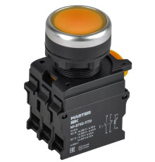 Кнопка d22мм 1НО+1НЗ MASTER с подсветкой и фиксацией желт. IEK MI-BT60-11TD-3-11-K05
