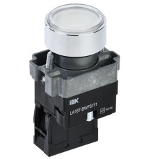 Кнопка LA167-BWF3171 d22мм RC 1з с подсветкой бел. IEK BBT20-BWF3171-1-12-67-K01