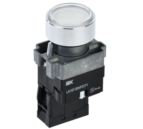 Кнопка LA167-BWF3171 d22мм RC 1з с подсветкой бел. IEK BBT20-BWF3171-1-12-67-K01