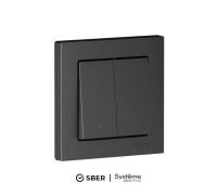 Выключатель 2-кл. AtlasDesign Smart 10А (сх. 5) L+N с подсветкой Zigbee механизм карбон SE ATN001053Z