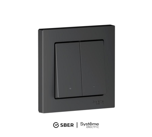 Выключатель 2-кл. AtlasDesign Smart 10А (сх. 5) L+N с подсветкой Zigbee механизм карбон SE ATN001053Z