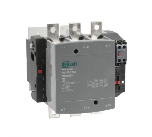 Контактор 265А 220В АС АС3 АС4 1НО+1НЗ КМ-102 DEKraft 21961DEK