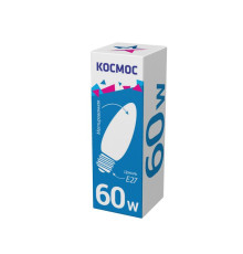 Лампа накаливания 60Вт свеча матовая E27 КОСМОС LKsmSCnFr60E27v2