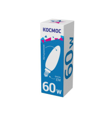 Лампа накаливания 60Вт свеча матовая E14 КОСМОС LKsmSCnFr60E14v2