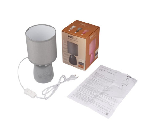 Светильник настольный JH2-02-gy E14 IP20 130х130х255мм керамика; ткань; PVC-пластик сер. JazzWay 5062320
