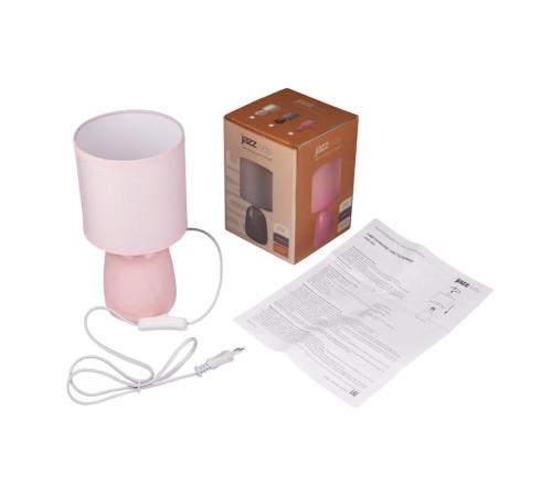 Светильник настольный JH2-02-pk E14 IP20 130х130х255мм керамика; ткань; PVC-пластик роз. JazzWay 5062337