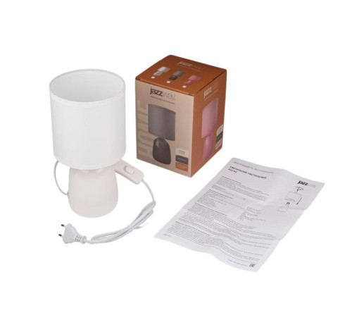 Светильник настольный JH2-02-wh E14 IP20 130х130х255мм керамика; ткань; PVC-пластик бел. JazzWay 5062313