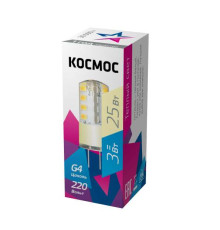 Лампа светодиодная 3Вт 220В G4 3000К КОСМОС LksmLED3wJCG4220v30