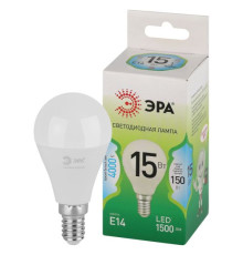 Лампа светодиодная GREEN LINE P45-15W-840-E14 GL 15Вт шар 4000К яркий свет бел. E14 Эра Б0067045