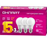 Лампа светодиодная 90 606 OLL-A60-15-230-2.7K-E27-PACK3 ОНЛАЙТ 90606