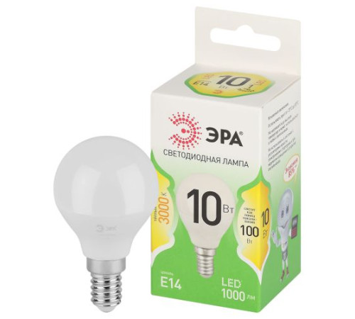 Лампа светодиодная GREEN LINE P45-10W-830-E14 GL 10Вт шар 3000К свет тепл. E14 Эра Б0067065