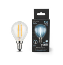 Лампа светодиодная филаментная Black Filament 5Вт P45 шар 4100К нейтр. бел. E14 450лм GAUSS 105801205