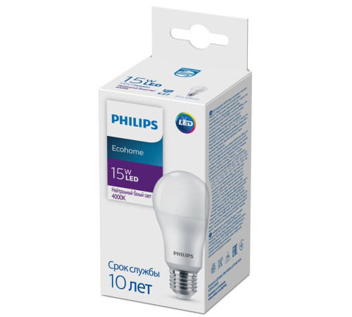 Лампа светодиодная Ecohome LED Bulb 15Вт 1450лм E27 840 RCA Philips 929002305217
