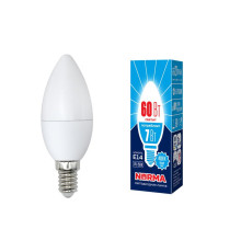 Лампа светодиодная LED-C37-7W/NW/E14/FR/NR Norma 7Вт матовая 4000К тепл. бел. E14 (упак. картон) Volpe UL-00003795