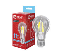 Лампа светодиодная LED-A60-deco 11Вт грушевидная прозрачная 6500К холод. бел. E27 1160лм 230В IN HOME 4690612026169