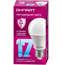 Лампа светодиодная 90 404 OLL-A60-17-230-6.5K-E27 ОНЛАЙТ 90404