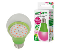 Лампа светодиодная LED-A60-8W/SPSB/E27/CL PLP30GR 8Вт A60 грушевидная прозрачная для растений спектр для рассады и цветения (упак. картон) Uniel UL-00004581