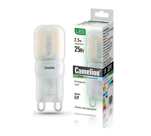 Лампа светодиодная LED2.5-G9-SL/845/G9 2.5Вт капсульная 4500К бел. G9 220лм 220-240В Camelion 12024