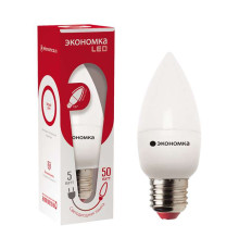 Лампа светодиодная CN 5Вт свеча 4500К бел. E27 350лм 220-240В ЭКОНОМКА Eco_LED5wCNE2745