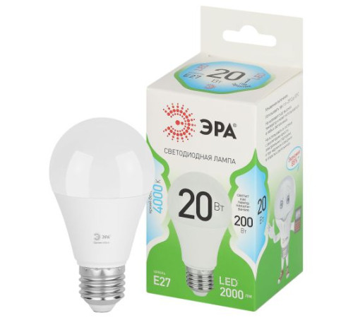 Лампа светодиодная GREEN LINE A60-20W-840-E27 GL 20Вт груша 4000К яркий свет бел. E27 Эра Б0067116