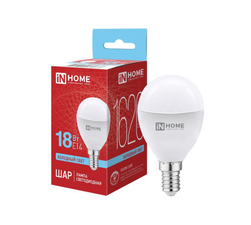 Лампа светодиодная LED-ШАР-VC 18Вт шар 6500К E14 1620лм 230В IN HOME 4690612065373