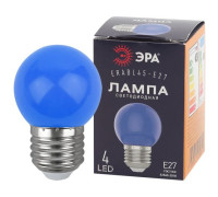 Лампа светодиодная ERABL45-E27 P45 1Вт шар син. E27 4SMD для белт-лайт ЭРА Б0049573