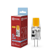 Лампа светодиодная LED-JC-COB 5Вт 12В G4 6500К 520лм IN HOME 4690612060279