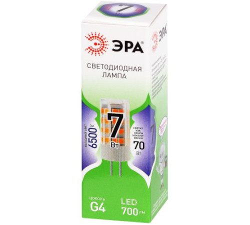 Лампа светодиодная GREEN LINE LED G4-JC-7W-865-12V GL G4 7Вт капсула 6500К холод. бел. Эра Б0067194