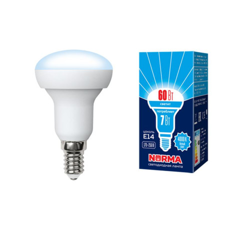 Лампа светодиодная LED-R50-7W/NW/E14/FR/NR Norma 7Вт матовая E14 (упак. картон) Volpe UL-00003844