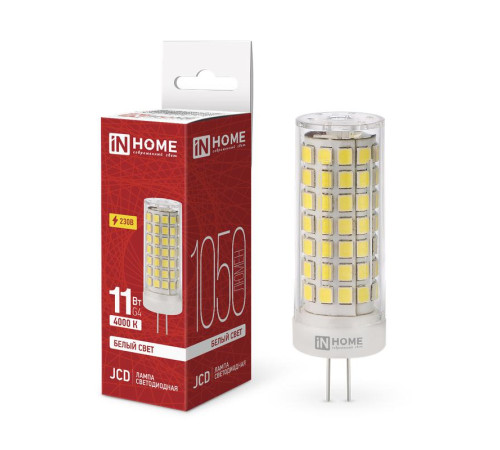 Лампа светодиодная LED-JCD 11Вт 230В G4 4000К 1050лм IN HOME 4690612060309