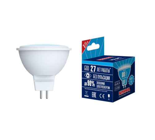 Лампа светодиодная LED-JCDR-10W/NW/GU5.3/NR Norma 10Вт матовая GU5.3 (упак. картон) Volpe UL-00003841