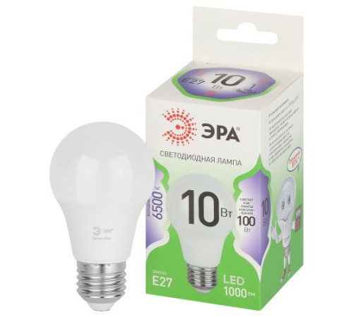 Лампа светодиодная GREEN LINE A60-10W-865-E27 GL 10Вт A60 6500К холодный бел. E27 Эра Б0067090