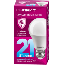 Лампа светодиодная 90 406 OLL-A60-21-230-6.5K-E27 ОНЛАЙТ 90406