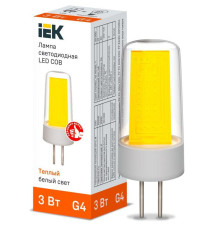Лампа светодиодная COB 3Вт капсула 3000К G4 230В керамика IEK LLE-COB-3-230-30-G4