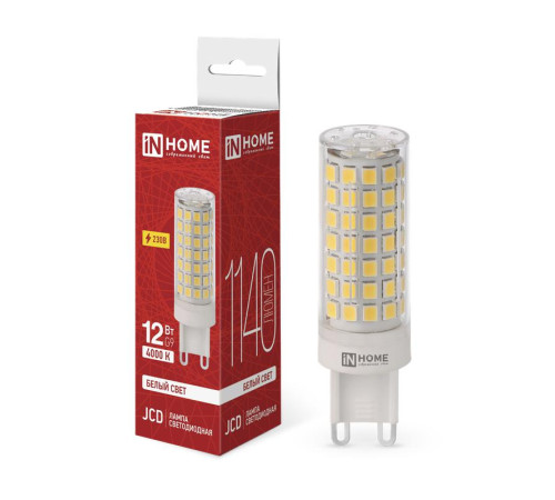 Лампа светодиодная LED-JCD 12Вт 230В G9 4000К 1140лм IN HOME 4690612060323