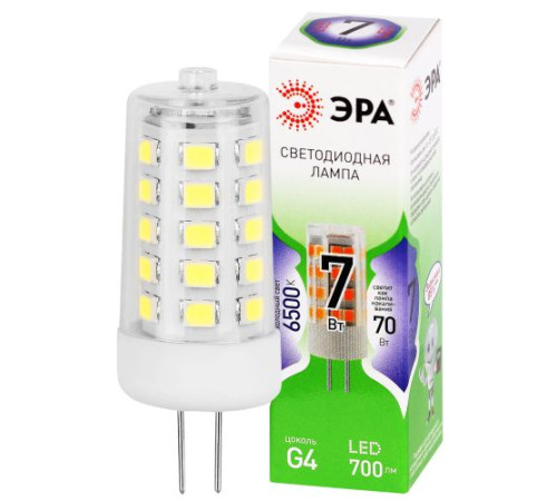 Лампа светодиодная GREEN LINE LED G4-JC-7W-865-12V GL G4 7Вт капсула 6500К холод. бел. Эра Б0067194