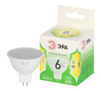 Лампа светодиодная GREEN LINE MR16-6W-830-GU5.3 GL 6Вт софит 3000К свет тепл. GU5.3 Эра Б0067076