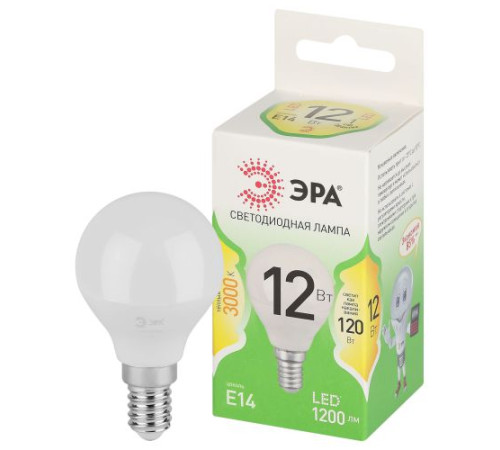 Лампа светодиодная GREEN LINE P45-12W-830-E14 GL 12Вт шар 3000К свет тепл. E14 Эра Б0067042