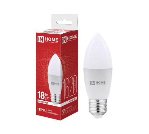 Лампа светодиодная LED-СВЕЧА-VC 18Вт свеча 4000К E27 1620лм 230В IN HOME 4690612065328
