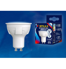 Лампа светодиодная LED-JCDR 6W/NW/GU10/FR/DIM PLP01WH Яркая 6Вт матовая GU10 диммир. (упак. картон) Uniel UL-00003988
