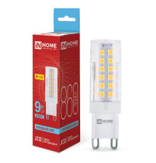 Лампа светодиодная LED-JCD 9Вт капсульная прозрачная 6500К холод. бел. G9 860лм 230В IN HOME 4690612036403