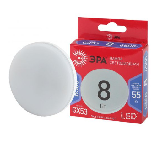 Лампа светодиодная RED LINE LED GX-8W-865-GX53 R 8Вт GX таблетка 6500К холод. бел. GX53 Эра Б0045333