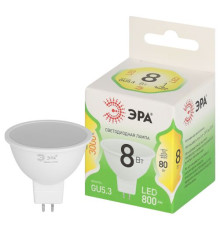 Лампа светодиодная GREEN LINE MR16-8W-830-GU5.3 GL 8Вт софит 3000К свет тепл. GU5.3 Эра Б0067082