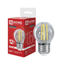 Лампа светодиодная LED-ШАР-deco 12Вт 230В E27 4000К 1350лм прозрачная IN HOME 4690612053691