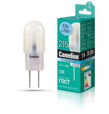 Лампа светодиодная LED2.5-JC-SL/845/G4 2.5Вт капсульная 4500К бел. G4 200лм 12В Camelion 12302
